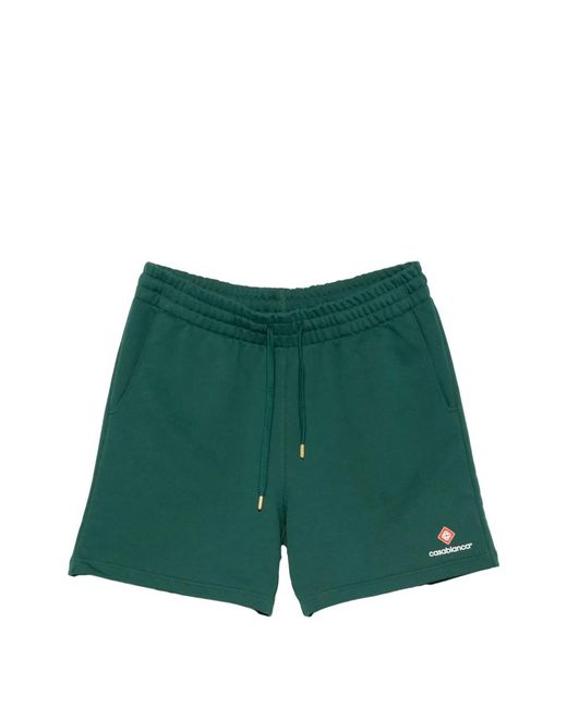 Casablanca Green Logo-Patch Drawstring Shorts for men