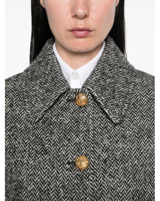 Valentino Garavani Gray Urban Wool Chevron Peacoat