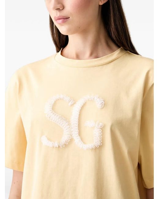 Stine Goya Natural Logo Embroidered T-Shirt