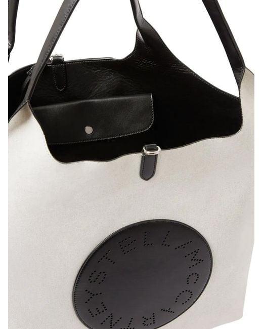 Stella McCartney Black Logo-Patch Canvas Tote Bag