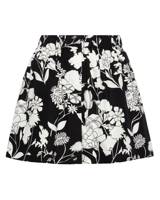 Maje Black Floral-print Organic Cotton Shorts