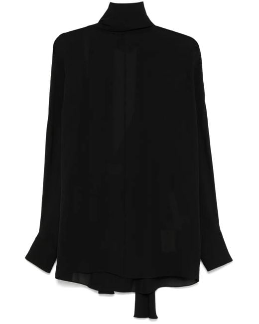 Khaite Black Silk Pussy-Bow Blouse