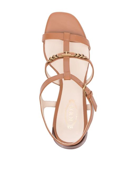 Tod's Pink 75mm Logo-plaque Leather Sandals