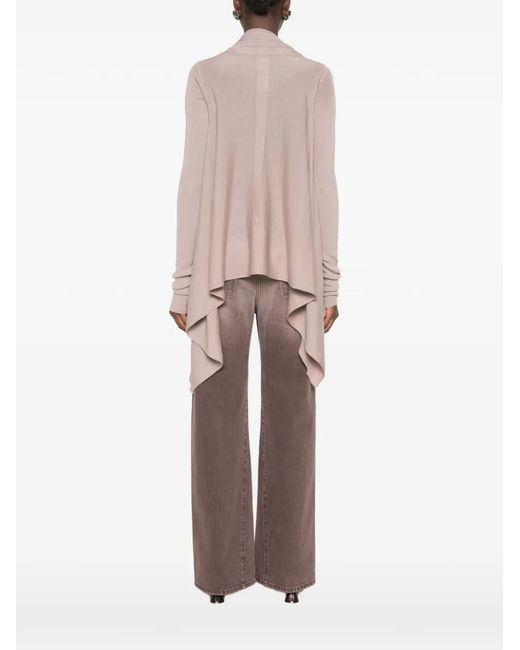 Rick Owens Pink Draped Asymmetric-Hem Cardigan