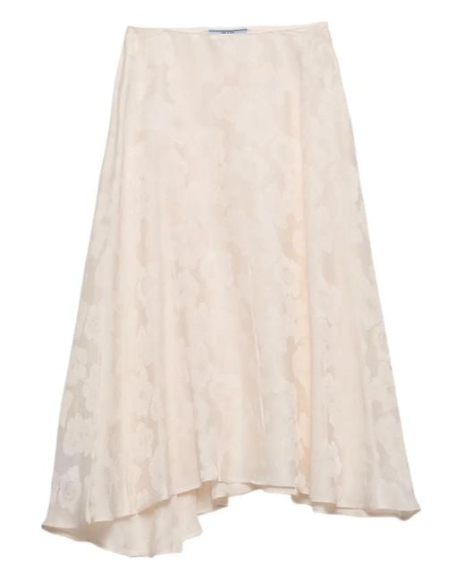 Prada Natural Asymmetrischer Midirock Aus Jacquard