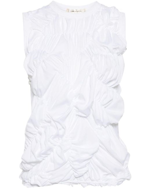 Comme des Garçons Ruched-detail Sleeveless Top White