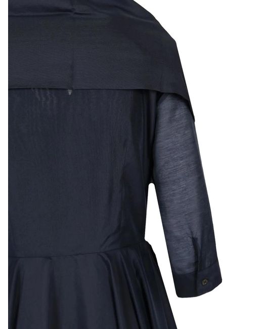 Al Duca D'aosta Blue Pleated-Skirt Midi Dress