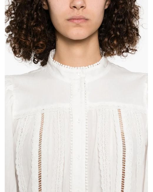 Alice + Olivia White Alice + Olivia Cora Baumwollbluse