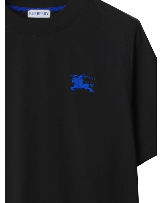 Burberry Black Equestrian Knight-Embroidered Cotton T-Shirt