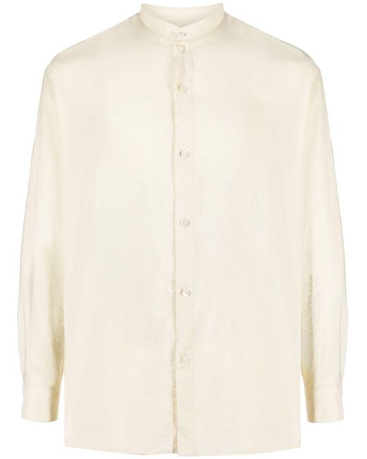Lemaire Natural Band-collar Silk-blend Shirt for men