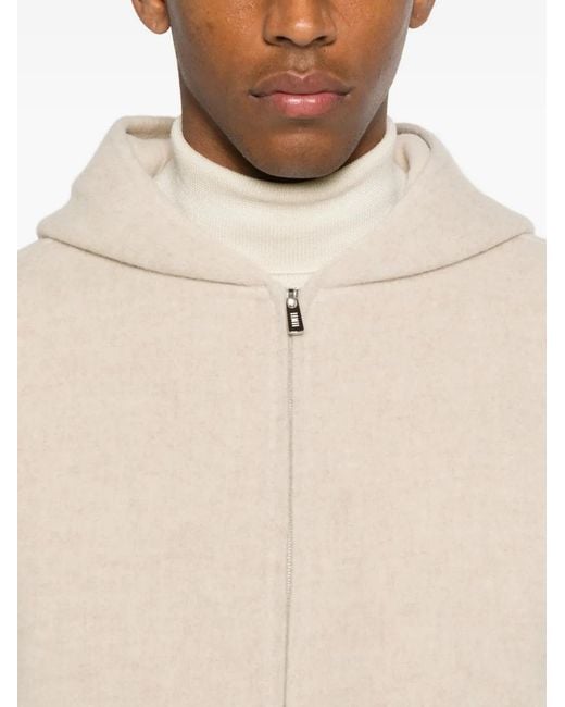 Fedeli Natural Hooded Zip-Front Jacket for men
