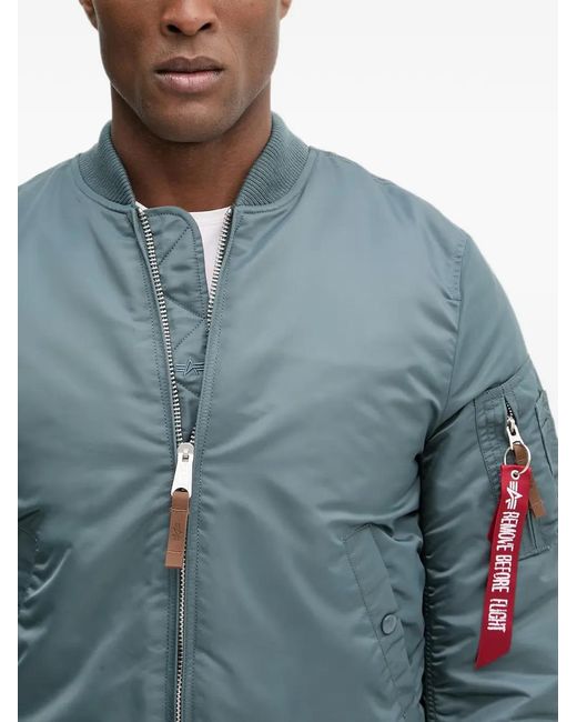 Alpha Industries Blue Zip-Up Bomber Jacket for men