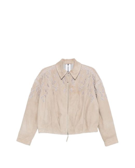 S.W.O.R.D Natural Embellished Bomber Jacket