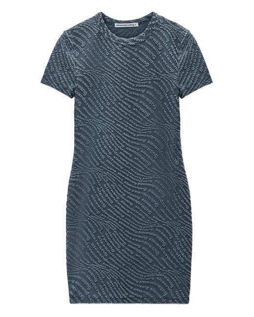 Alexander Wang Blue Kleid mit Logo-Prägung