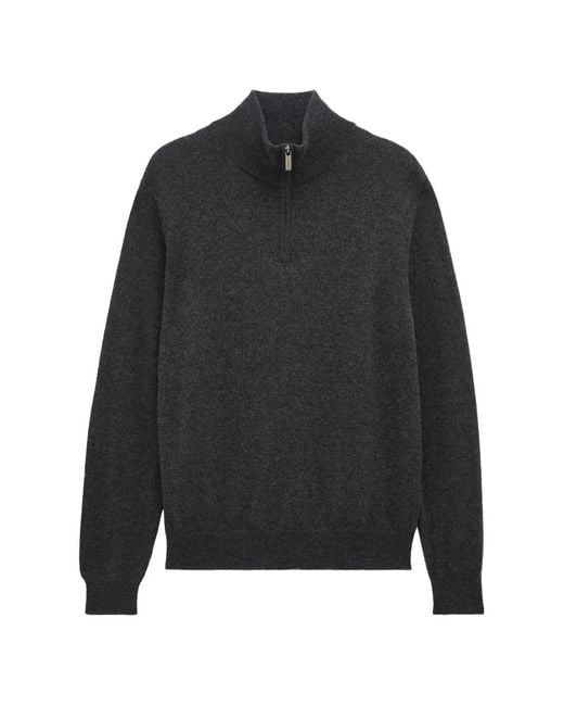 Pringle of Scotland Black Quarter-Zip Cashmere Sweater for men
