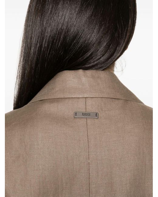 Peserico Brown Bead-detail Linen Waistcoat