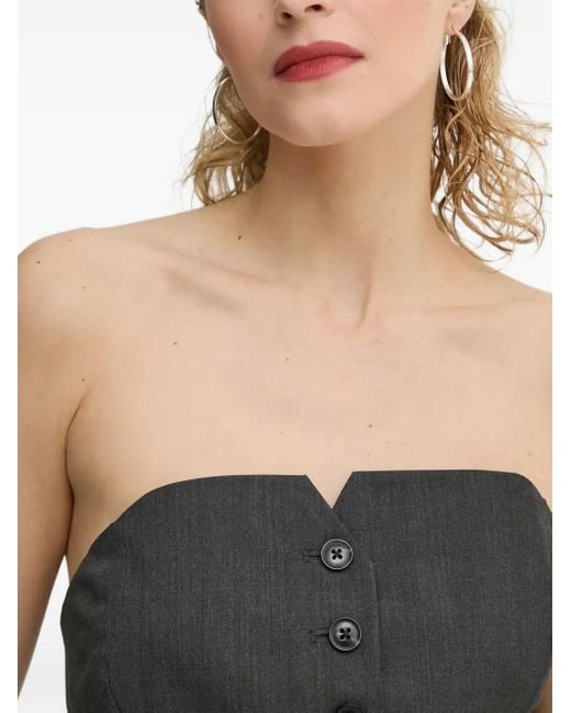 Samsøe & Samsøe Black Saellen Button-Front Strapless Top