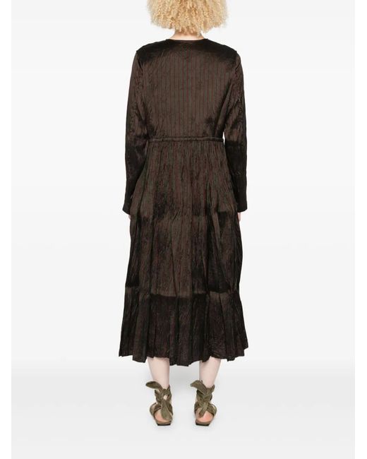 Christian Peau Gray Striped Tiered Dress