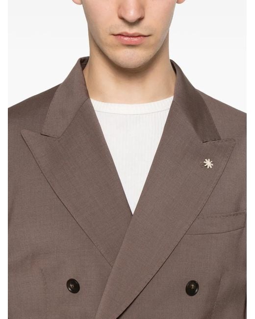 Manuel Ritz Brown Double-Breasted Jacket for men