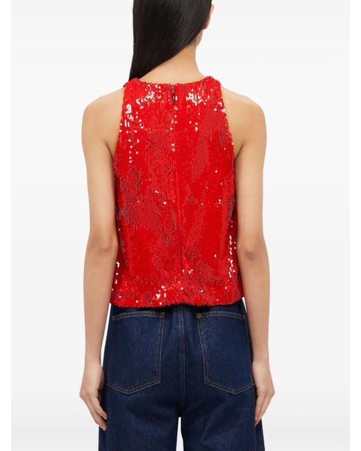 MSGM Tanktop Met Pailletten in het Red