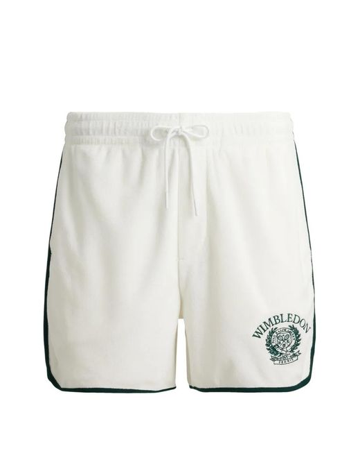 Polo Ralph Lauren White Embroidered Striped Jersey Trim Shorts for men