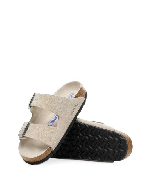Birkenstock White Arizona Suede Slippers