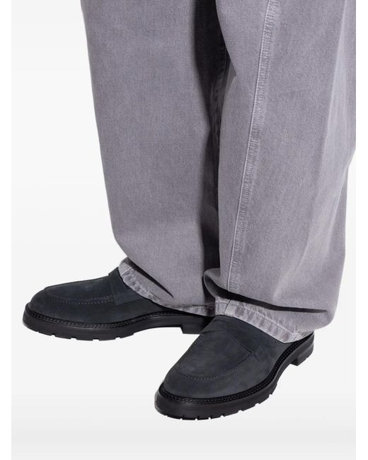 Eleventy Black Suede Penny Loafers for men