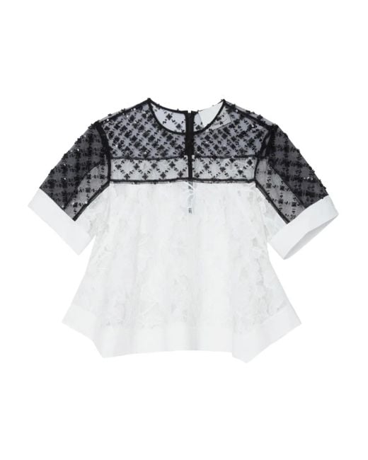 3.1 Phillip Lim White Beaded Lace Top