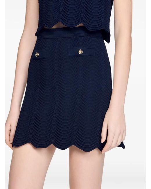 Sandro Gewelfde Mini-Rok in het Blue
