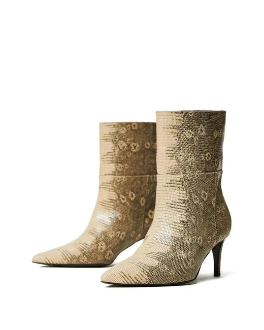 Twinset Metallic Lizard-Print Pointed-Toe Boots