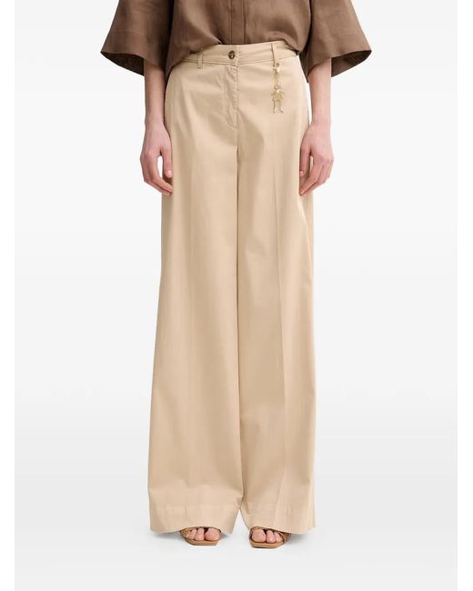 Fracomina Natural Charm-Detail Wide-Leg Trousers