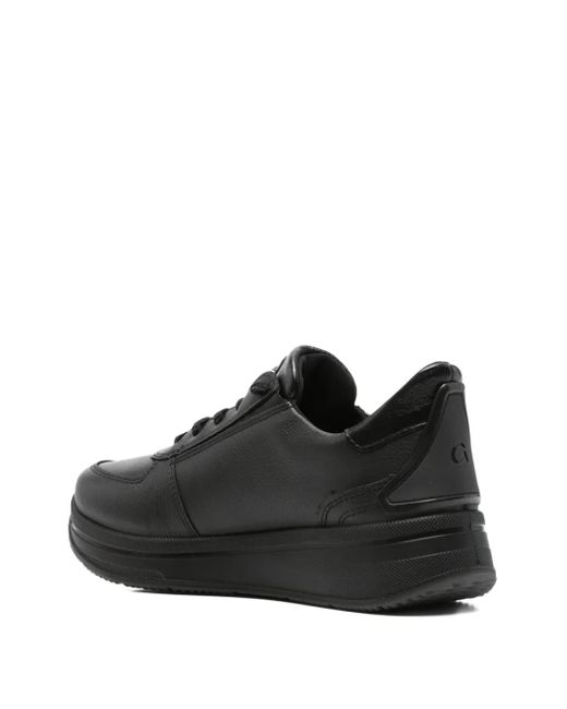 Ara Black Leather Lace-Up Sneakers