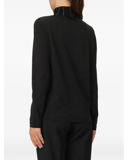 Fabiana Filippi Black Roll-Neck Ribbed-Knit Jumper