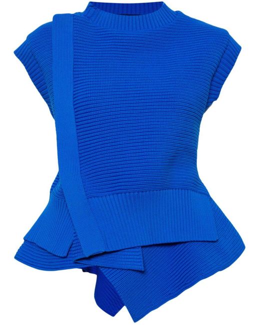 Sacai Blue Layered Sleeveless Knit Top