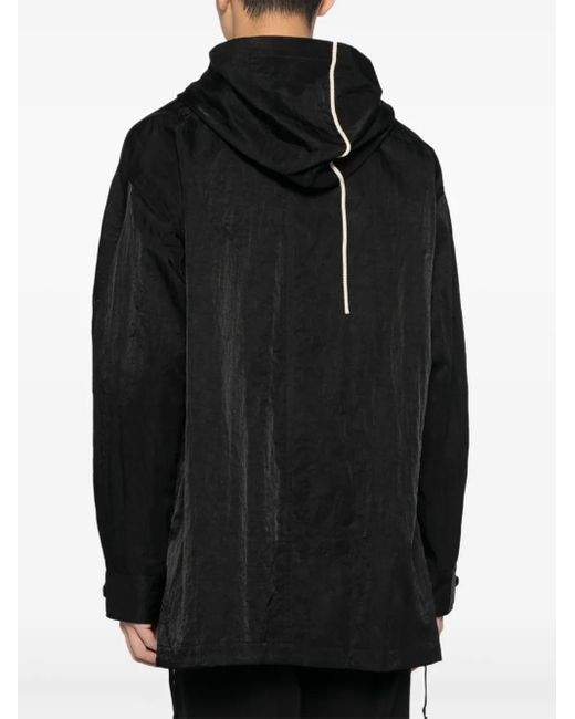 Yohji Yamamoto Black Asymmetric Hooded Jacket for men