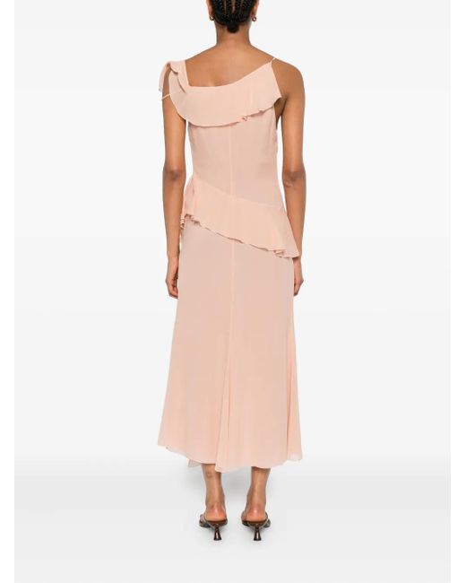 Blumarine ラッフルトリム シルクマキシドレス Pink