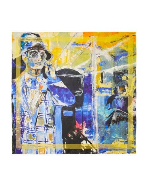 Stuart Weitzman Blue X Kidsuper Artwork Silk Scarf