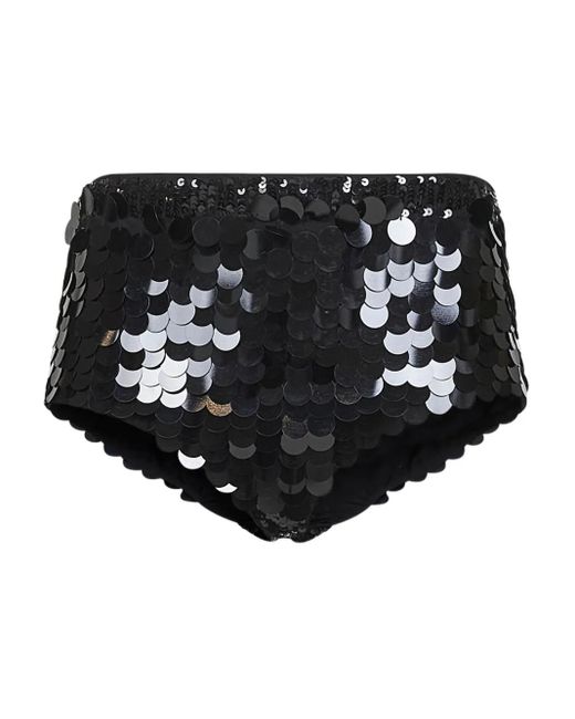 P.A.R.O.S.H. Black Sequin-Embellished Shorts