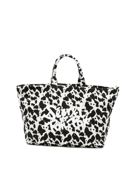 Secret Pon-pon Black City Cow-Print Mesh Tote Bag