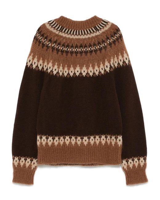 DSquared² Brown Virgin Wool-Mohair Intarsia Sweater for men