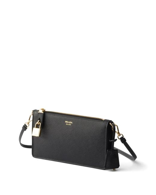 Prada Black Saffiano Leather Smartphone Pouch