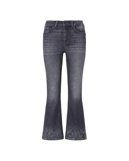 Liu Jo Blue Bootcut Jeans With Rhinestones