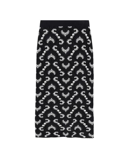 Max Mara Black Patterned Midi Skirt