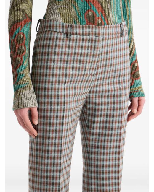 Etro チェック フレアパンツ Gray