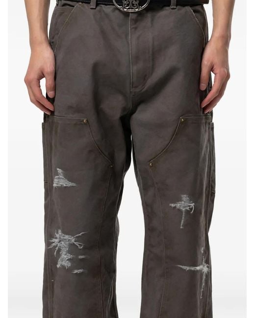 KAMIYA Gray Boro Distressed Painter Trousers for men