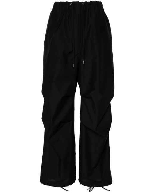 Acne Black Drawstring Wide-Leg Trousers