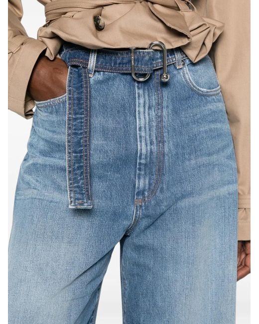 Sportmax Blue Belted Wide-Leg Jeans