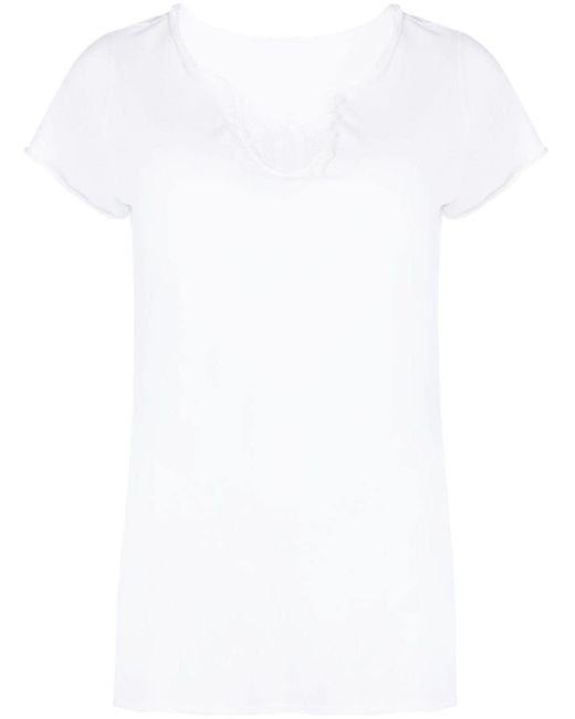 Zadig & Voltaire Amour Crystal-embellished Henley T-shirt in het White