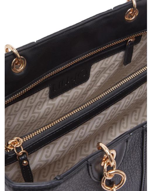 Liu Jo Black Medium Logo-Lettering Shoulder Bag