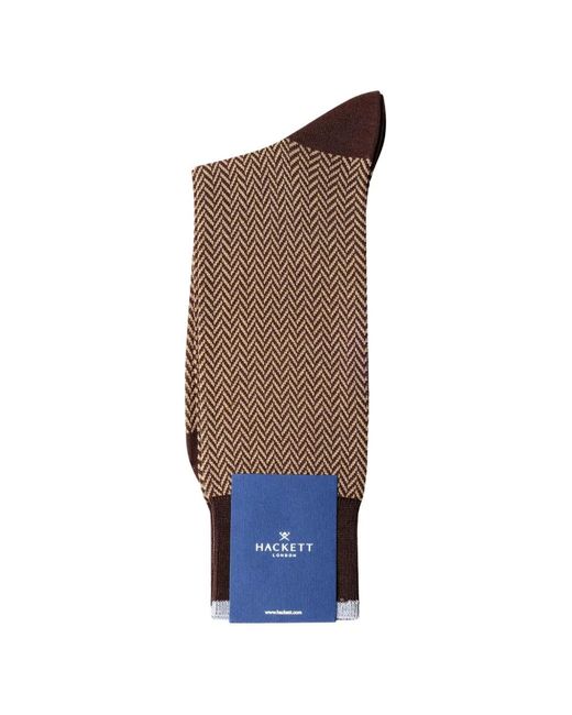 Hackett Brown Herringbone Socks for men